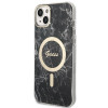 Guess GUBPP14MHMEACSK dėklas + belaidis įkroviklis Apple iPhone 14 Plus / iPhone 15 Plus juodas kietasis dėklas, Marble, MagSafe