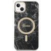 Guess GUBPP14MHMEACSK dėklas + belaidis įkroviklis Apple iPhone 14 Plus / iPhone 15 Plus juodas kietasis dėklas, Marble, MagSafe