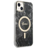 Guess GUBPP14MHMEACSK dėklas + belaidis įkroviklis Apple iPhone 14 Plus / iPhone 15 Plus juodas kietasis dėklas, Marble, MagSafe