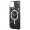 Guess GUBPP14MHMEACSK dėklas + belaidis įkroviklis Apple iPhone 14 Plus / iPhone 15 Plus juodas kietasis dėklas, Marble, MagSafe