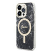 Guess GUBPP14XHMEACSK dėklas + belaidis įkroviklis Apple iPhone 14 Pro Max juodas kietasis dėklas, Marble, MagSafe