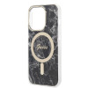 Guess GUBPP14XHMEACSK dėklas + belaidis įkroviklis Apple iPhone 14 Pro Max juodas kietasis dėklas, Marble, MagSafe