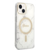 Guess GUBPP14MHMEACSH dėklas + belaidis įkroviklis Apple iPhone 14 Plus / iPhone 15 Plus baltas kietasis dėklas, Marble, MagSafe
