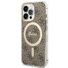 Guess GUBPP13LH4EACSW Dėklas + belaidis įkroviklis Apple iPhone 13 Pro rudas kietas dėklas, 4G Print, MagSafe