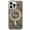 Guess GUBPP13LH4EACSW Dėklas + belaidis įkroviklis Apple iPhone 13 Pro rudas kietas dėklas, 4G Print, MagSafe