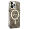 Guess GUBPP13LH4EACSW Dėklas + belaidis įkroviklis Apple iPhone 13 Pro rudas kietas dėklas, 4G Print, MagSafe