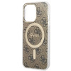 Guess GUBPP13LH4EACSW Dėklas + belaidis įkroviklis Apple iPhone 13 Pro rudas kietas dėklas, 4G Print, MagSafe