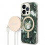Guess GUBPP14XHJEACSA dėklas + belaidis įkroviklis Apple iPhone 14 Pro Max, Jungle, žalias kietas dėklas, MagSafe