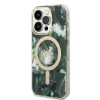 Guess GUBPP14XHJEACSA dėklas + belaidis įkroviklis Apple iPhone 14 Pro Max, Jungle, žalias kietas dėklas, MagSafe
