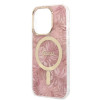 Guess GUBPP14LHJEACSP dėklas + belaidis įkroviklis Apple iPhone 14 Pro, Jungle, rausvas kietas dėklas, MagSafe