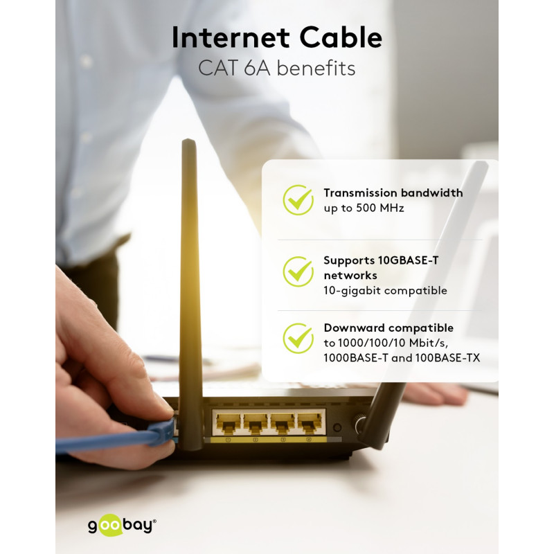 Goobay CAT 6A komutacinis kabelis S/FTP (PiMF), 5 m, pilkas, 10 vienetų rinkinys, varinis laidininkas (CU), be halogenų apvalkalas (LSZH)