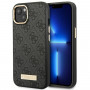 Guess GUHMP14MU4GPRK Apple iPhone 14 Plus / 15 Plus juodas kietasis dėklas, 4G Logo Plate, MagSafe