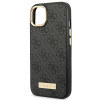 Guess GUHMP14MU4GPRK Apple iPhone 14 Plus / 15 Plus juodas kietasis dėklas, 4G Logo Plate, MagSafe