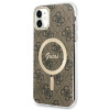 Guess GUBPN61H4EACSW dėklas + belaidis įkroviklis Apple iPhone 11, 4G Print, rudas kietas dėklas, MagSafe