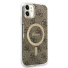 Guess GUBPN61H4EACSW dėklas + belaidis įkroviklis Apple iPhone 11, 4G Print, rudas kietas dėklas, MagSafe