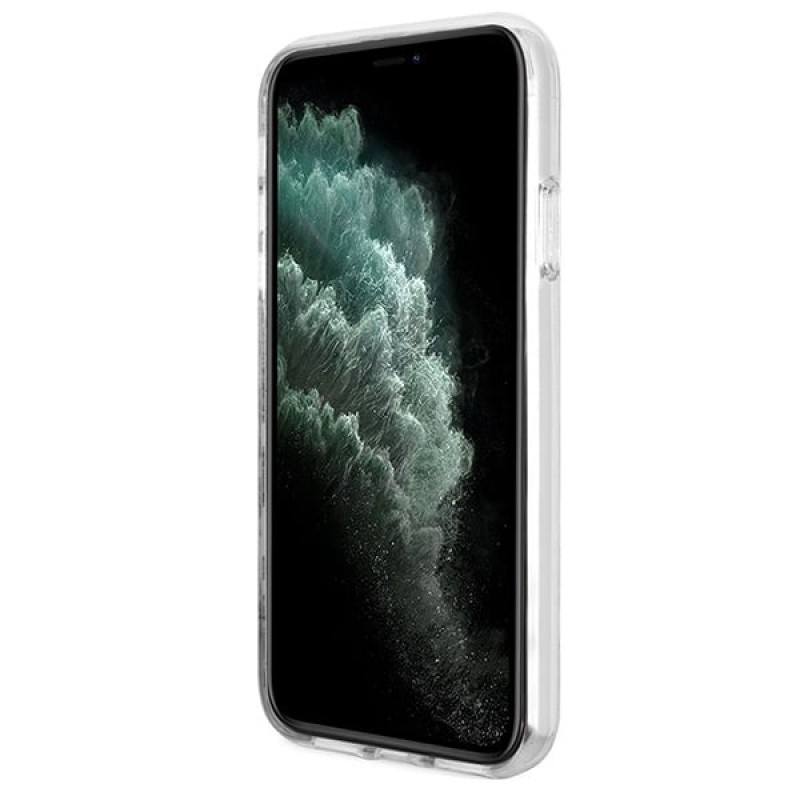 Guess GUBPN61H4EACSW dėklas + belaidis įkroviklis Apple iPhone 11, 4G Print, rudas kietas dėklas, MagSafe