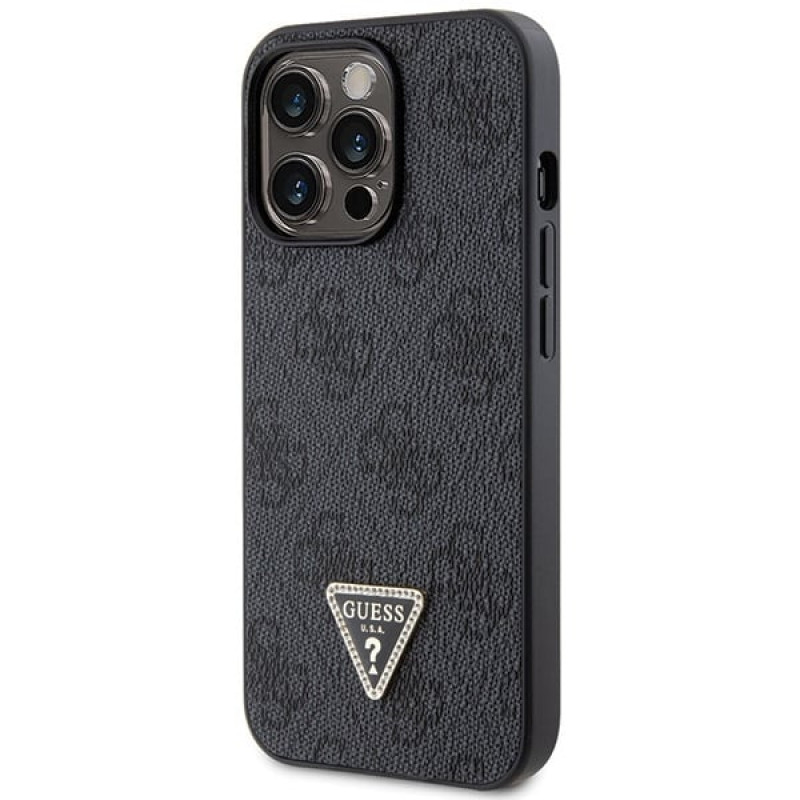 Guess GUHCP13LP4TDSCPK Apple iPhone 13/13 Pro juodas kietasis dėklas, Crossbody 4G Metal Logo