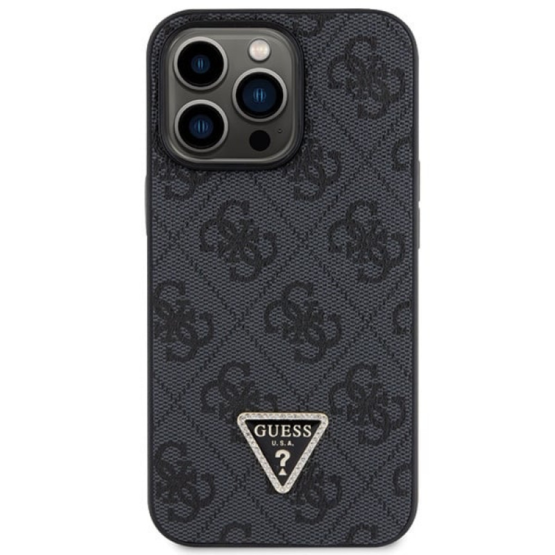 Guess GUHCP13LP4TDSCPK Apple iPhone 13/13 Pro juodas kietasis dėklas, Crossbody 4G Metal Logo
