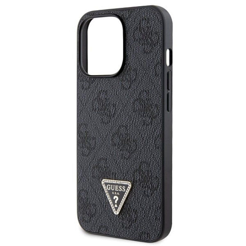 Guess GUHCP13LP4TDSCPK Apple iPhone 13/13 Pro juodas kietasis dėklas, Crossbody 4G Metal Logo