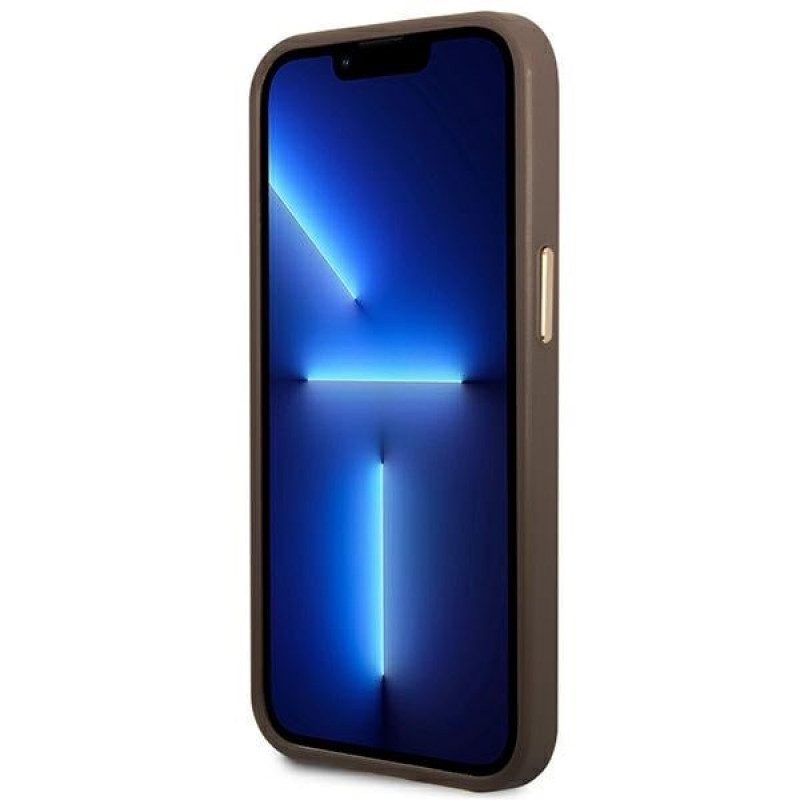 Guess GUHMP14MU4GPRW Apple iPhone 14 Plus / 15 Plus rudas kietas dėklas, 4G Logo Plate, MagSafe