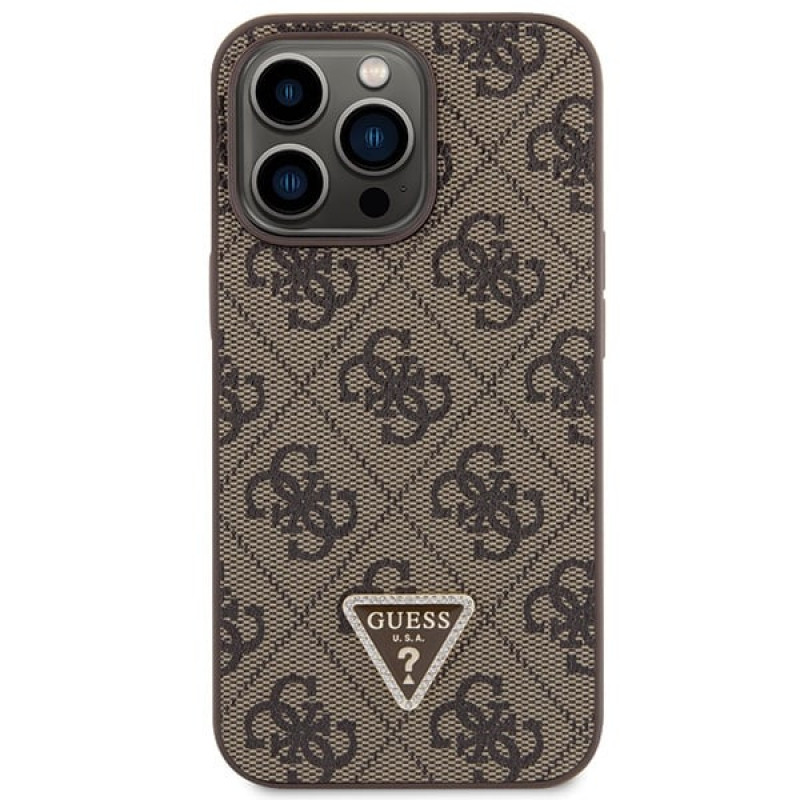 Guess GUHCP13LP4TDSCPW Apple iPhone 13/13 Pro rudas kietasis dėklas, Crossbody 4G Metal Logo