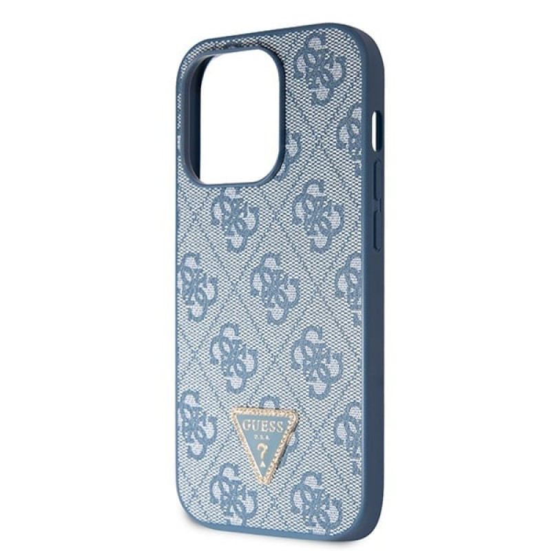 Guess GUHCP14XP4TDSCPB Apple iPhone 14 Pro Max mėlynas kietas dėklas, Crossbody 4G Metal Logo