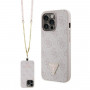 Guess GUHCP13LP4TDSCPP Apple iPhone 13/13 Pro rožinis kietasis dėklas, Crossbody 4G Metal Logo