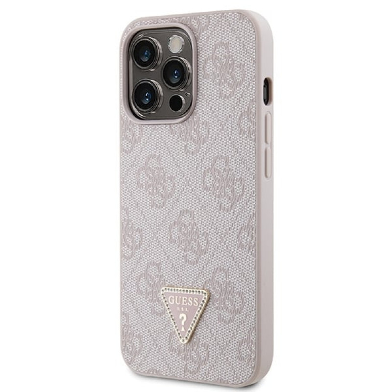 Guess GUHCP13LP4TDSCPP Apple iPhone 13/13 Pro rožinis kietasis dėklas, Crossbody 4G Metal Logo