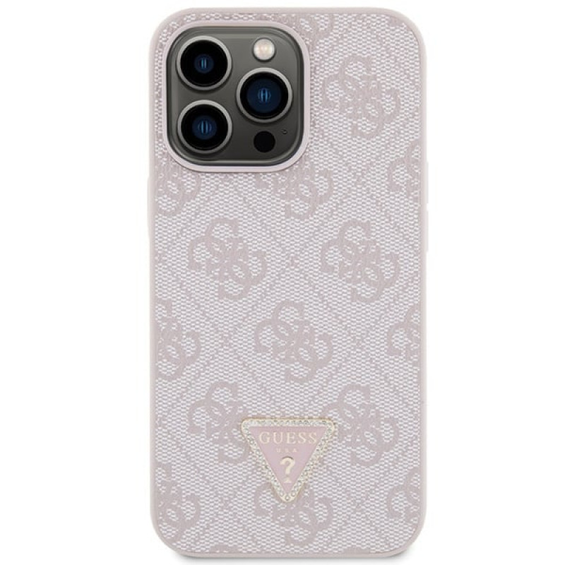 Guess GUHCP13LP4TDSCPP Apple iPhone 13/13 Pro rožinis kietasis dėklas, Crossbody 4G Metal Logo