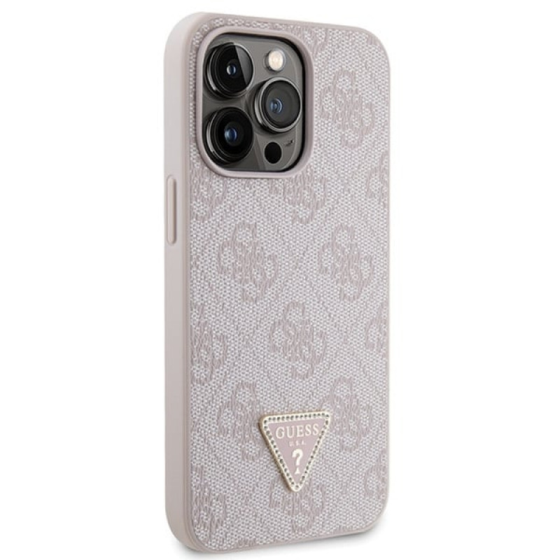 Guess GUHCP13LP4TDSCPP Apple iPhone 13/13 Pro rožinis kietasis dėklas, Crossbody 4G Metal Logo