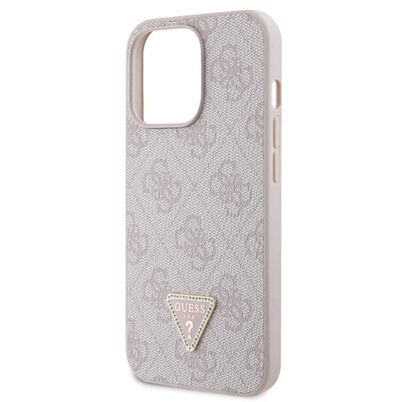Guess GUHCP13LP4TDSCPP Apple iPhone 13/13 Pro rožinis kietasis dėklas, Crossbody 4G Metal Logo