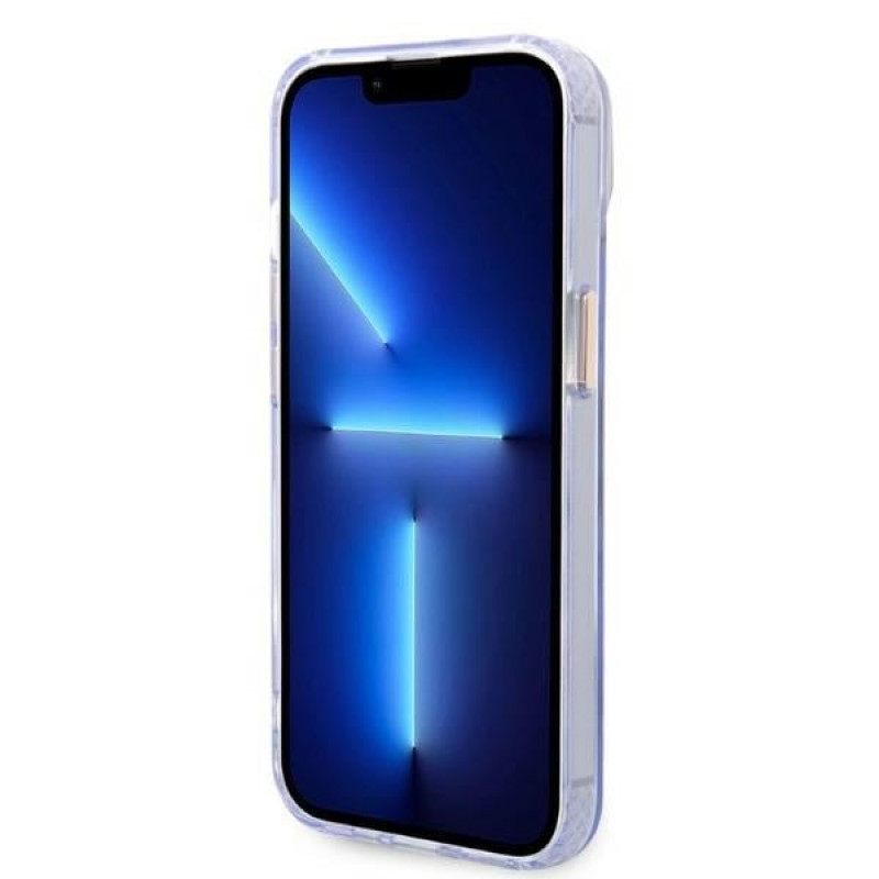 Guess GUHMP14SHTCMU Apple iPhone 14 purpurinis kietasis dėklas, Gold Outline Translucent, MagSafe