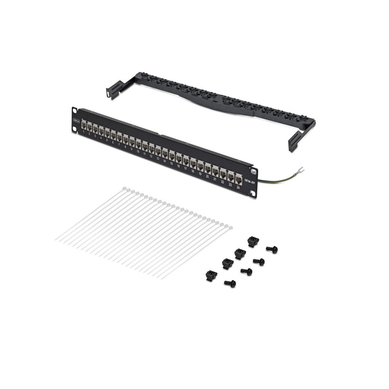 StarTech.com C6APANELSTP241UFT 24 prievadų 1U praeinamoji komutacinė panelė, ekranuota Cat6a, RJ45, 19", juoda
