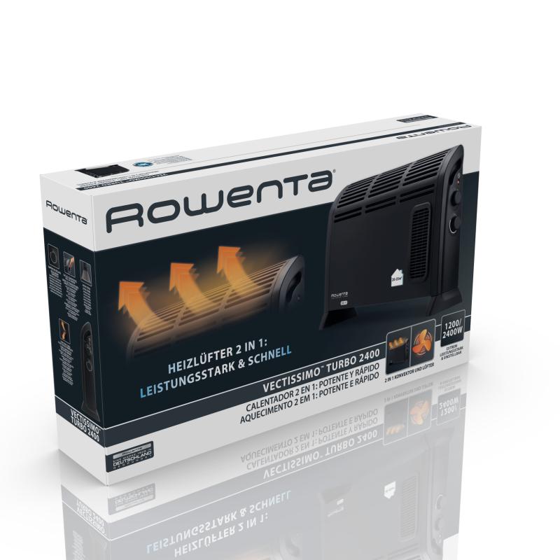 Rowenta Vectissimo Turbo CO3035F1 konvektorinis ventiliatorinis šildytuvas, 2400 W, juodas