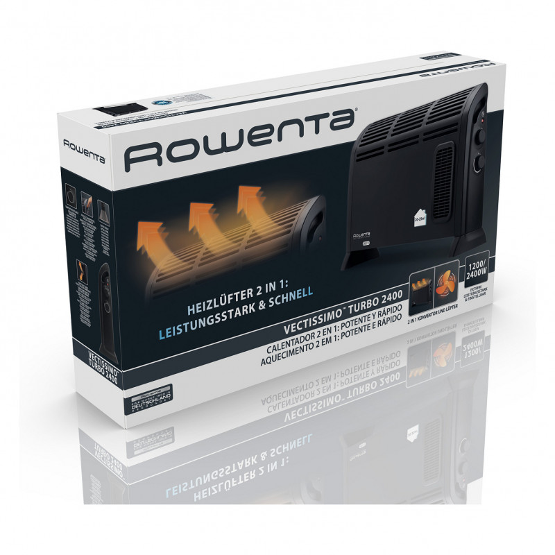 Rowenta Vectissimo Turbo CO3035F1 konvektorinis ventiliatorinis šildytuvas, 2400 W, juodas