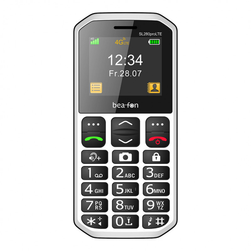 Beafon SL280pro LTE 4G Silver Line didelių mygtukų funkcinis telefonas, juodai baltas