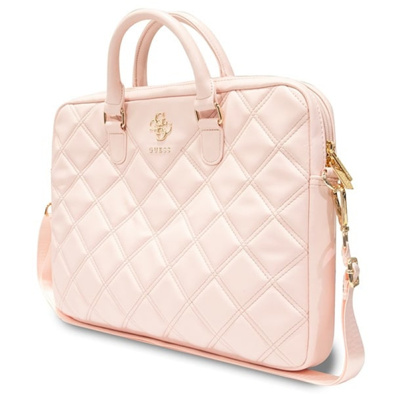 Guess GUCB15ZPSQSSGP 16 colių nešiojamojo kompiuterio krepšys, Quilted 4G, rausvas