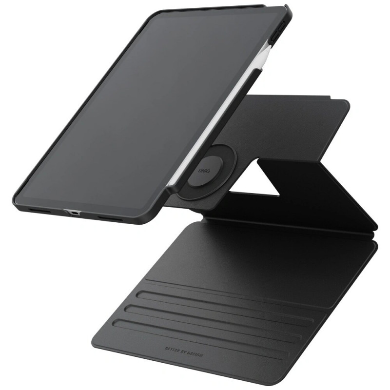 UNIQ Rovus Snapmount Magnetic 360 Rotating Detachable planšetinio kompiuterio dėklas, skirtas Apple iPad Pro 11 2024, juodas