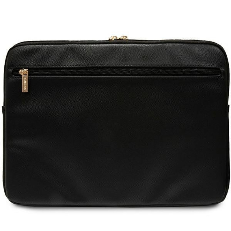 Guess GUCS16ZPGSTEGK ZIP Leather Triangle 4G nešiojamojo kompiuterio įmautė 16", juoda