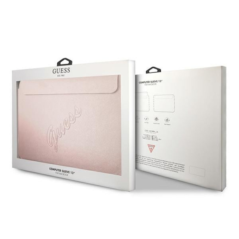 Guess GUCS13PUSASPI Saffiano Script 13" nešiojamojo kompiuterio įmautė, rožinė