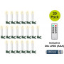 Goobay 75258 belaidės LED kalėdinės eglutės žvakės (20 vnt.), įsk. 20x AAA (LR03), segtukai, nuotolinio valdymo pultas, laikmatis, reguliuojamas šviesumas, šiltai balta (2600 K)