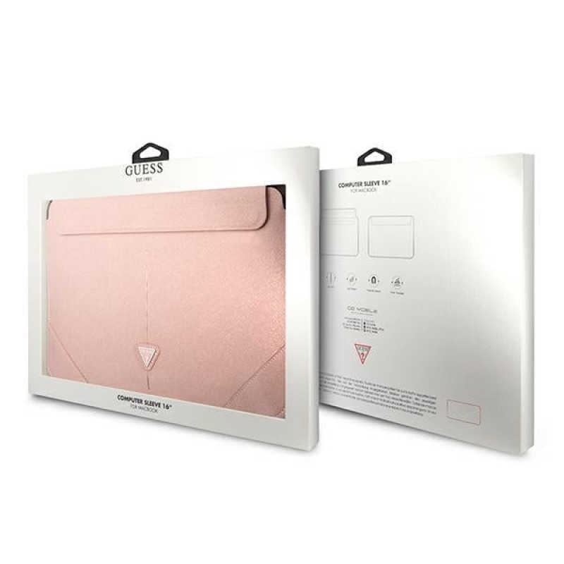 Guess GUCS16PSATLP nešiojamojo kompiuterio įmautė 16", Saffiano Triangle, rausva