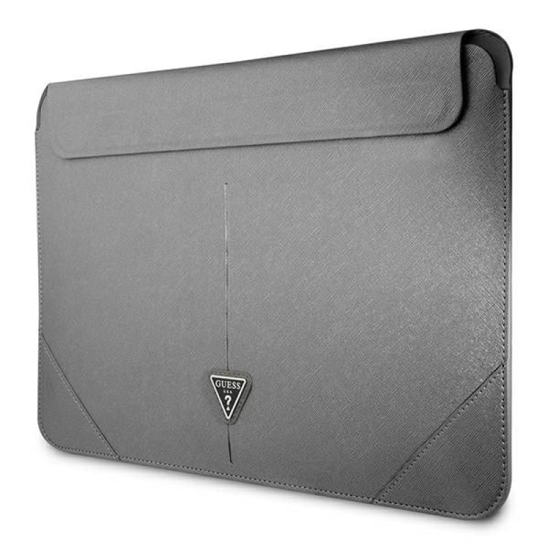 Guess GUCS16PSATLG nešiojamojo kompiuterio įmautė 16 colių, Saffiano Triangle, sidabrinė