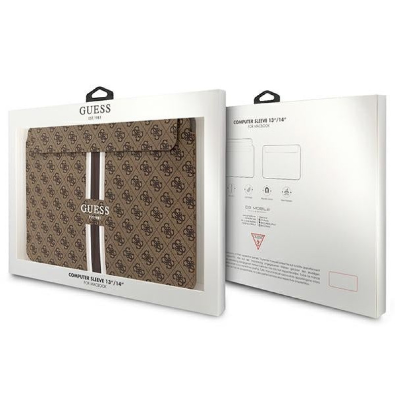 Guess GUCS14P4RPSW nešiojamojo kompiuterio įmautė 14", 4G Printed Stripes, ruda