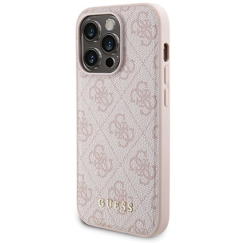 Guess GUBPM5P15L4GEMGP Apple iPhone 15 Pro kietasis dėklas + 5000 mAh MagSafe nešiojamasis akumuliatorius, 4G Metal Logo, rausvas
