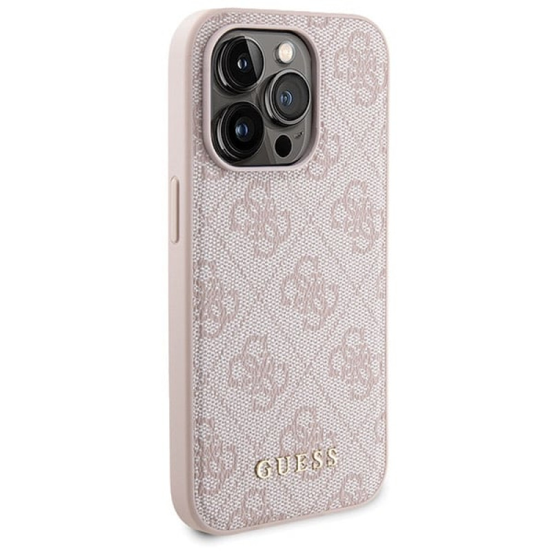 Guess GUBPM5P15L4GEMGP Apple iPhone 15 Pro kietasis dėklas + 5000 mAh MagSafe nešiojamasis akumuliatorius, 4G Metal Logo, rausvas