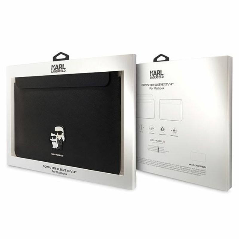 Karl Lagerfeld KLCS14SAKCPMK nešiojamojo kompiuterio įmautė 14", juoda, Saffiano Karl&Choupette