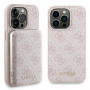 Guess GUBPM5P14L4GEMGP Apple iPhone 14 Pro kietasis dėklas + 5000 mAh MagSafe nešiojamas akumuliatorius, rinkinys, 4G Metal Logo, rožinis