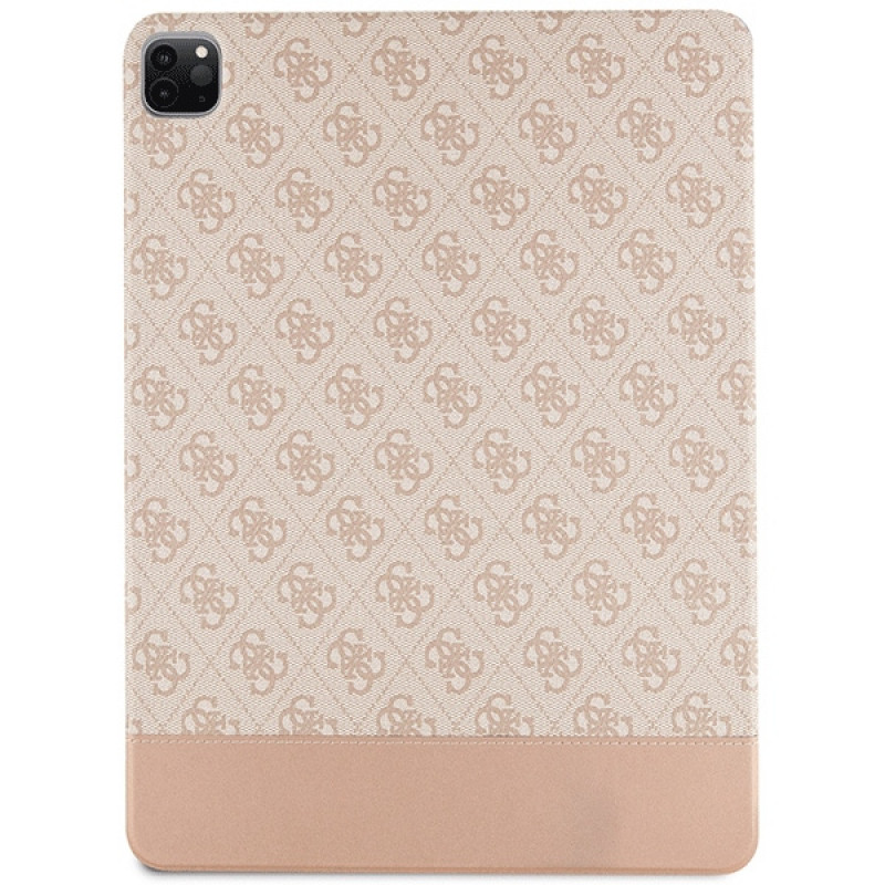 Guess GUFCP12PS4SGP Apple iPad Pro 12.9" (2020/2021/2022, 4th/5th/6th gen) dėklas-knygelė, 4G Stripe Allover, rausvas