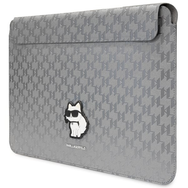 Karl Lagerfeld KLCS14SAKHPCG nešiojamojo kompiuterio įmautė 14", sidabrinė, Saffiano Monogram Choupette